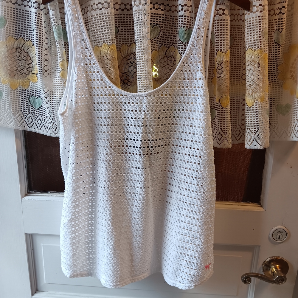 Victoria's Secret White Crochet Tank Top - Open Knit Sleeveless